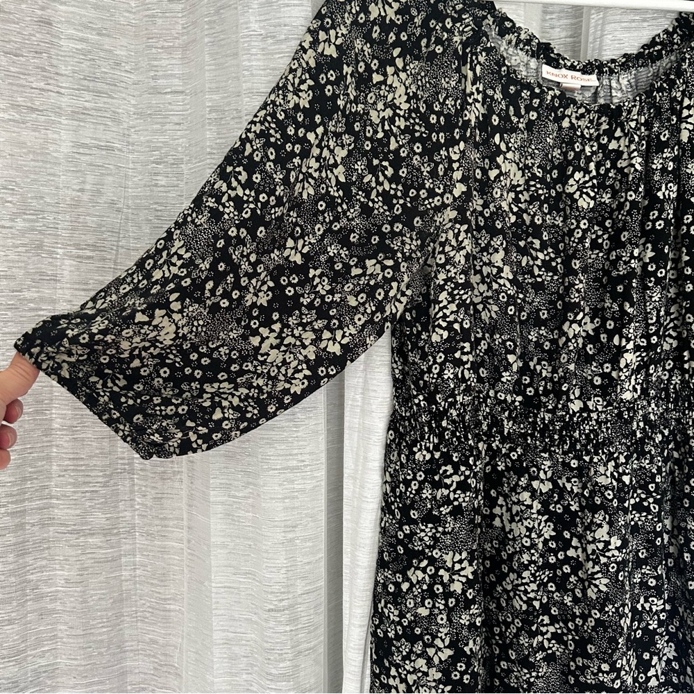 Knox Rose Black Floral dress- cinch waist